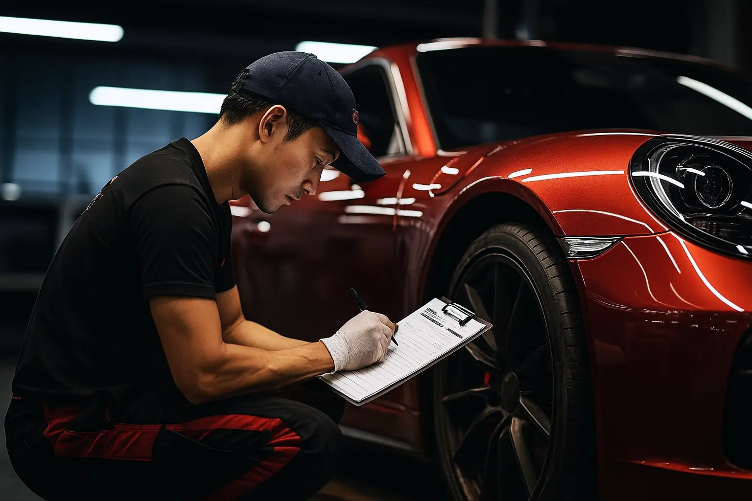 Close-up of engine bay