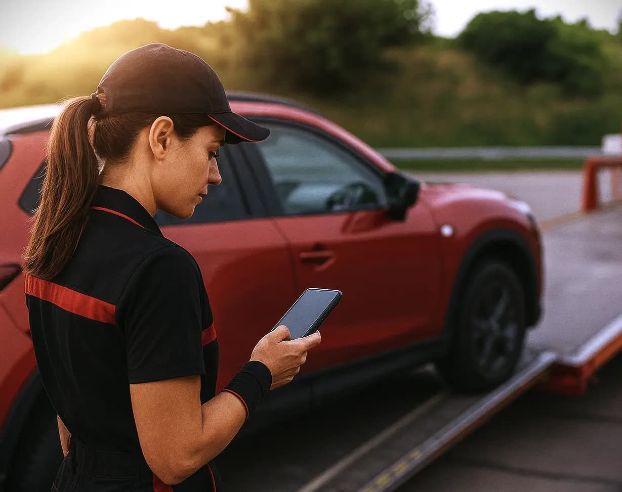 Mechanic performing on-site inspection